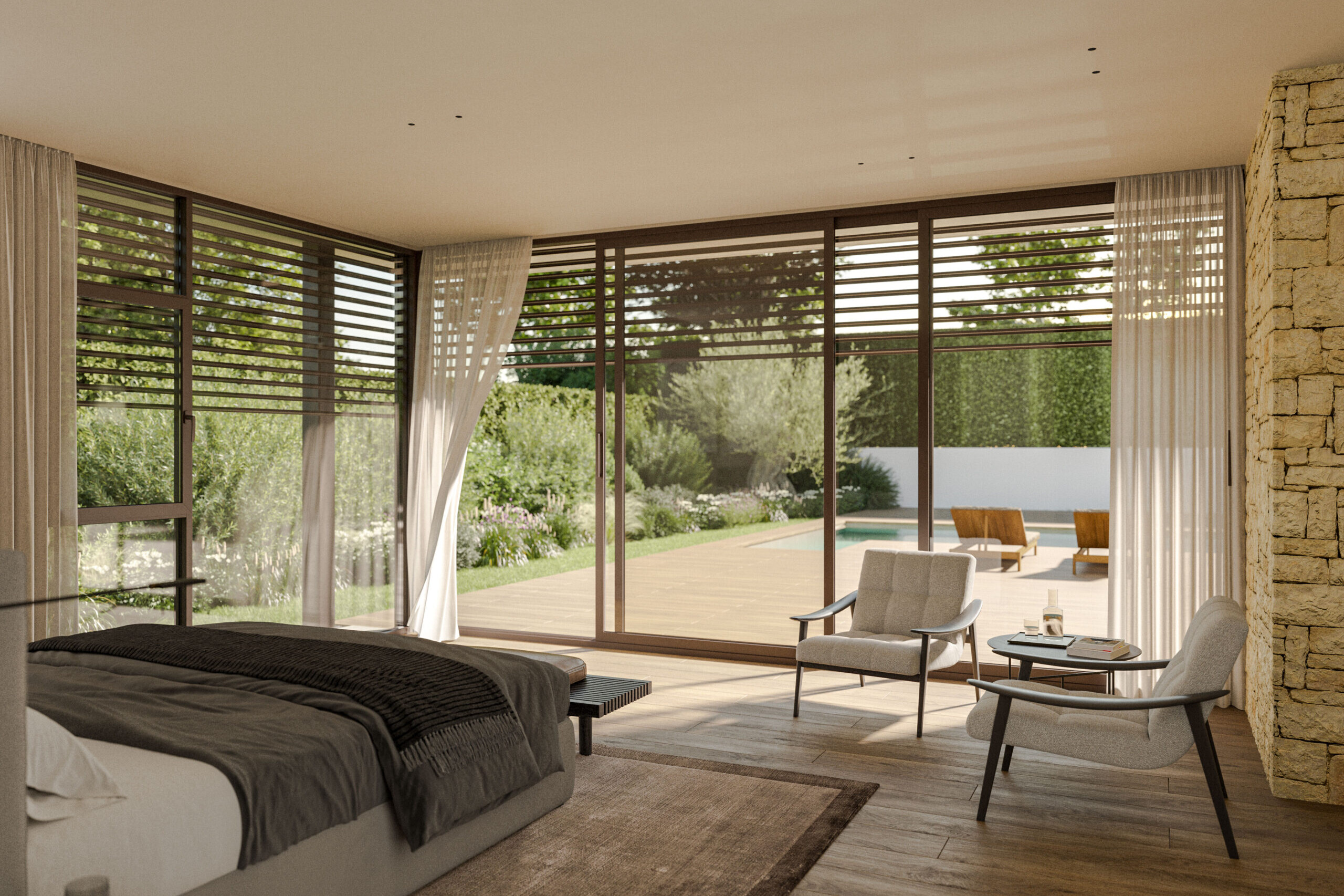 Bedroom interior 3D render of a luxury house in Sant Cugat – architectural visualization